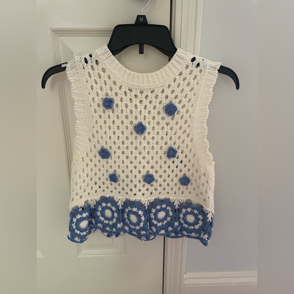 Zara knit crochet top
